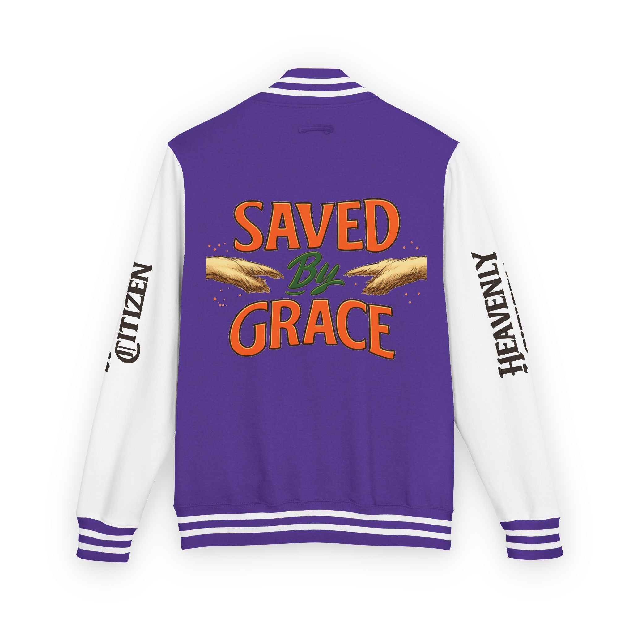 Heavenly Citizen Unisex Saved By Grace Letterman Jacket