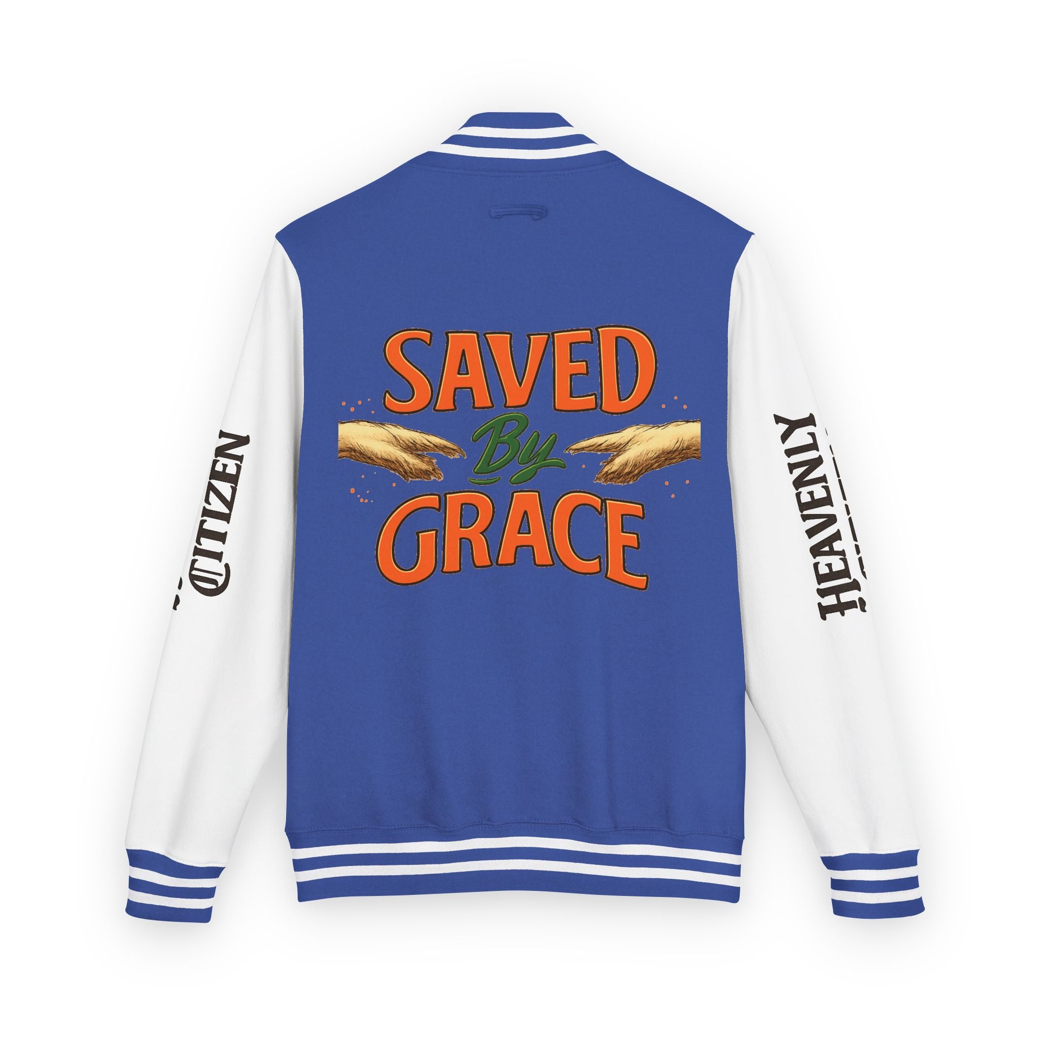 Heavenly Citizen Unisex Saved By Grace Letterman Jacket