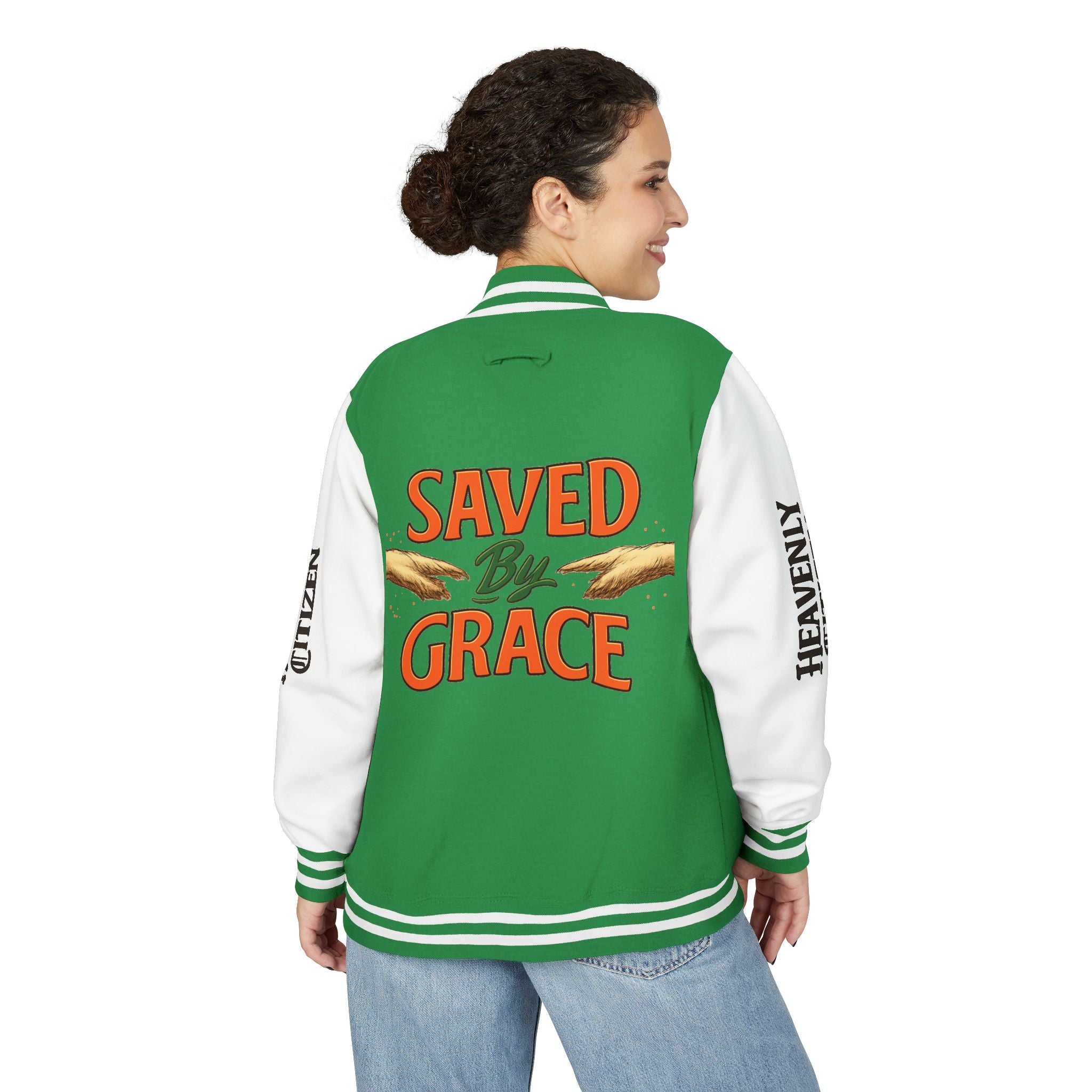 Heavenly Citizen Unisex Saved By Grace Letterman Jacket