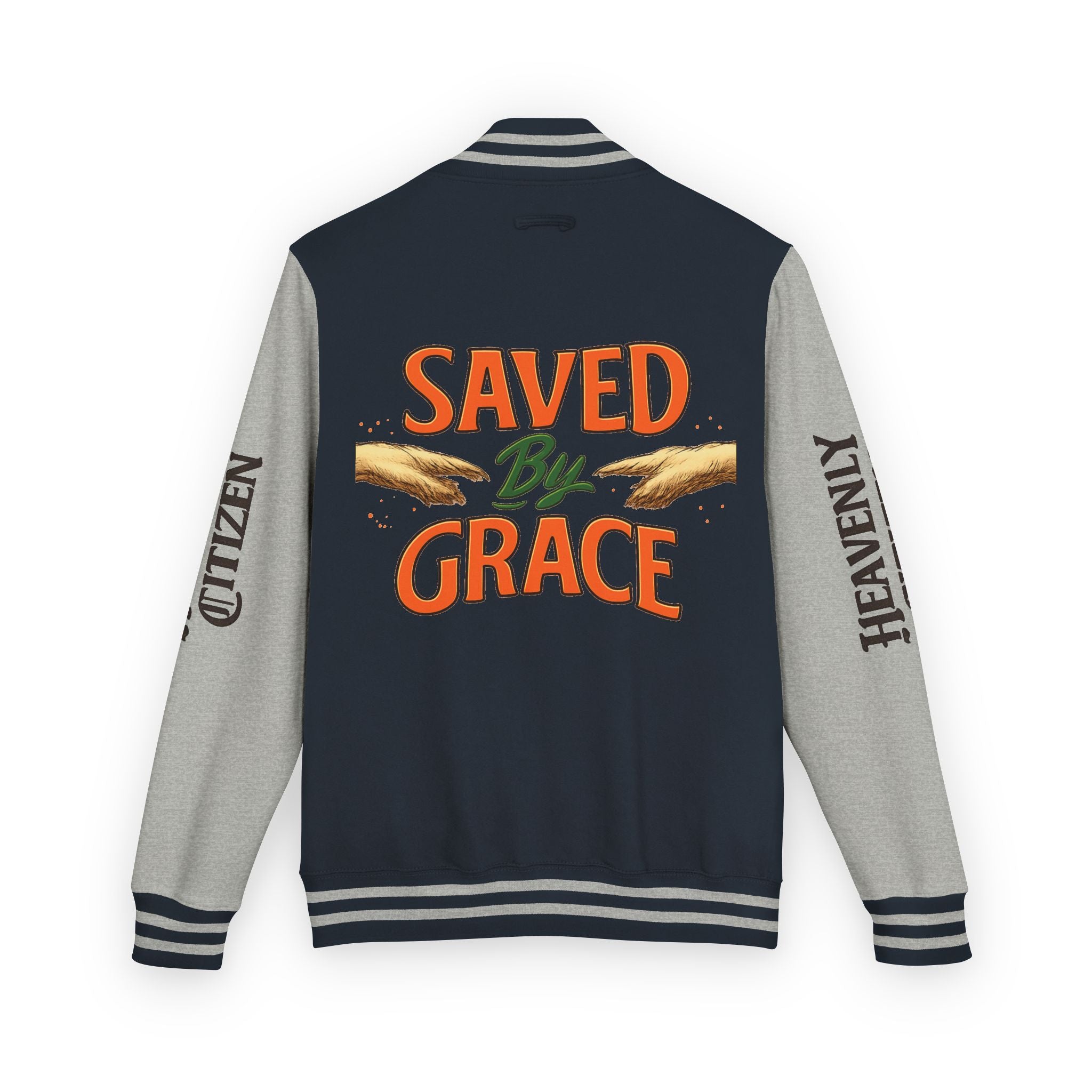 Heavenly Citizen Unisex Saved By Grace Letterman Jacket