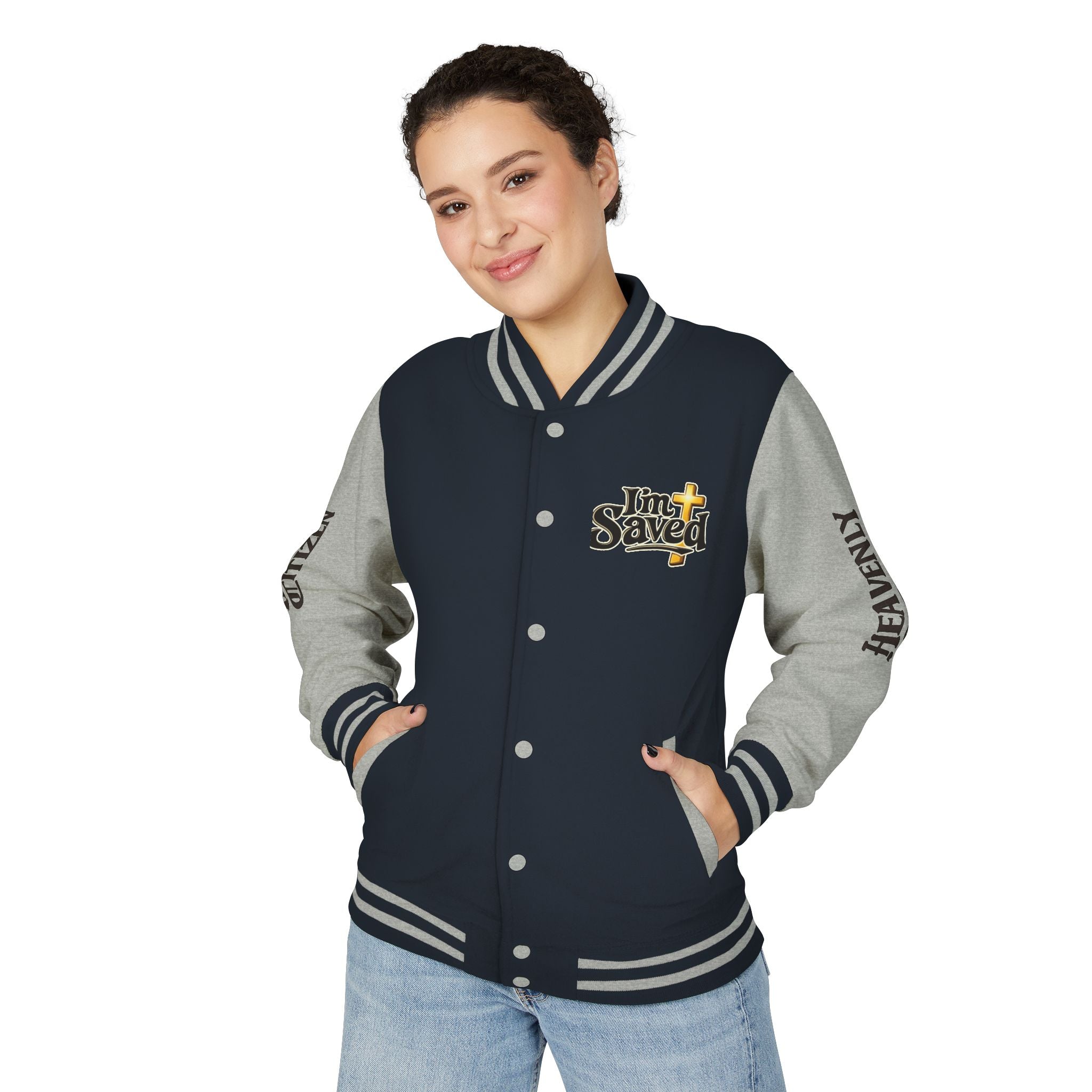 Heavenly Citizen Unisex Saved By Grace Letterman Jacket