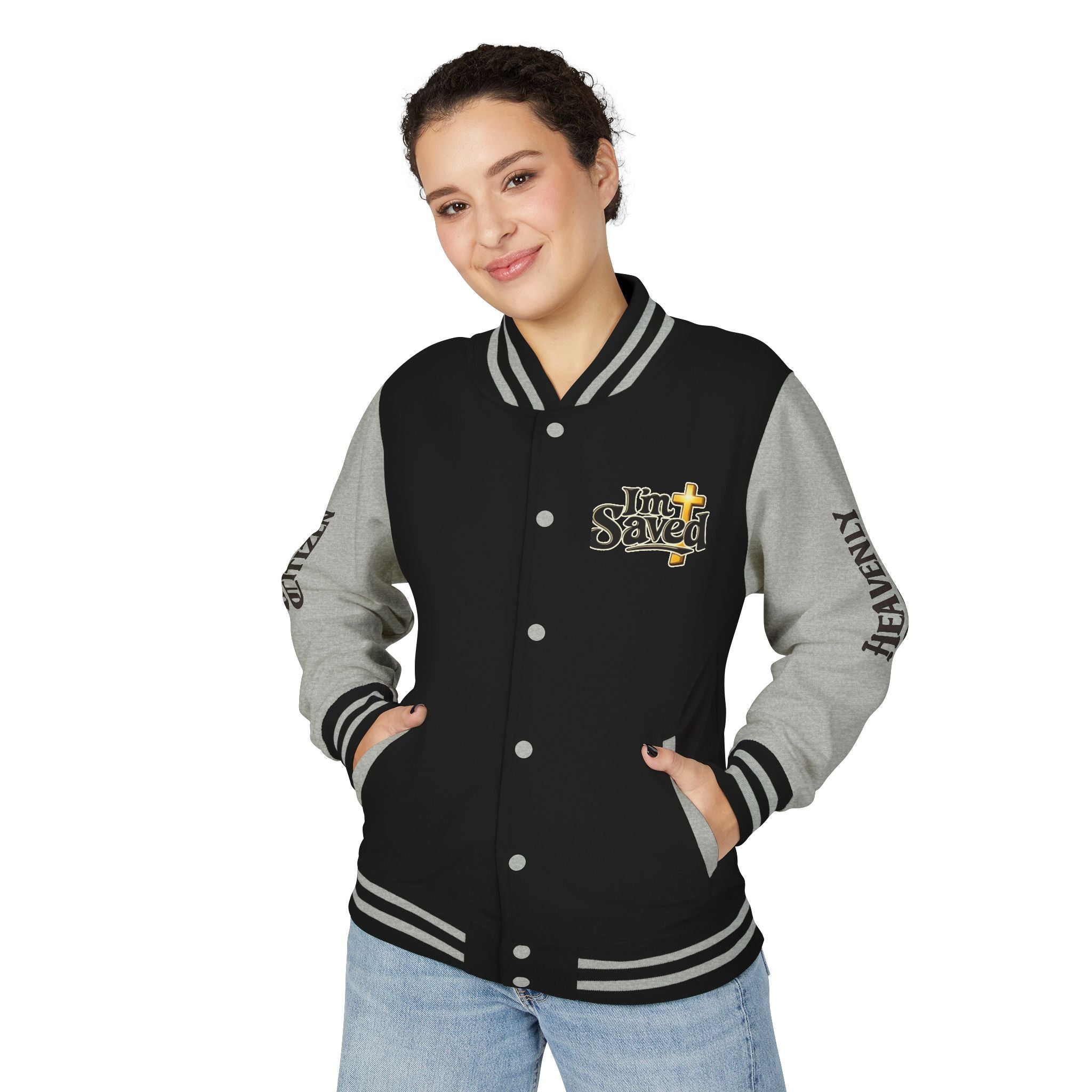 Heavenly Citizen Unisex Saved By Grace Letterman Jacket