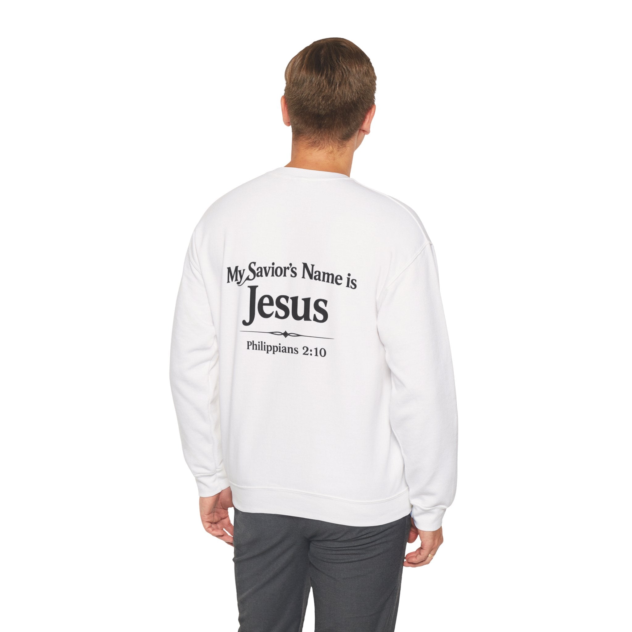 Heavenly Citizen: Crewneck Sweatshirt — “My Savior’s Name is Jesus”