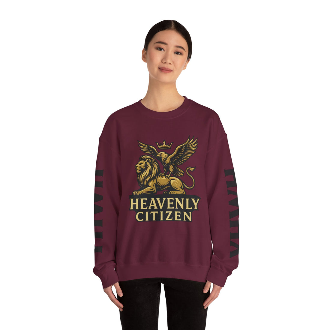Heavenly Citizen Crewneck Sweatshirt — Lion & Eagle Religious Graphic
