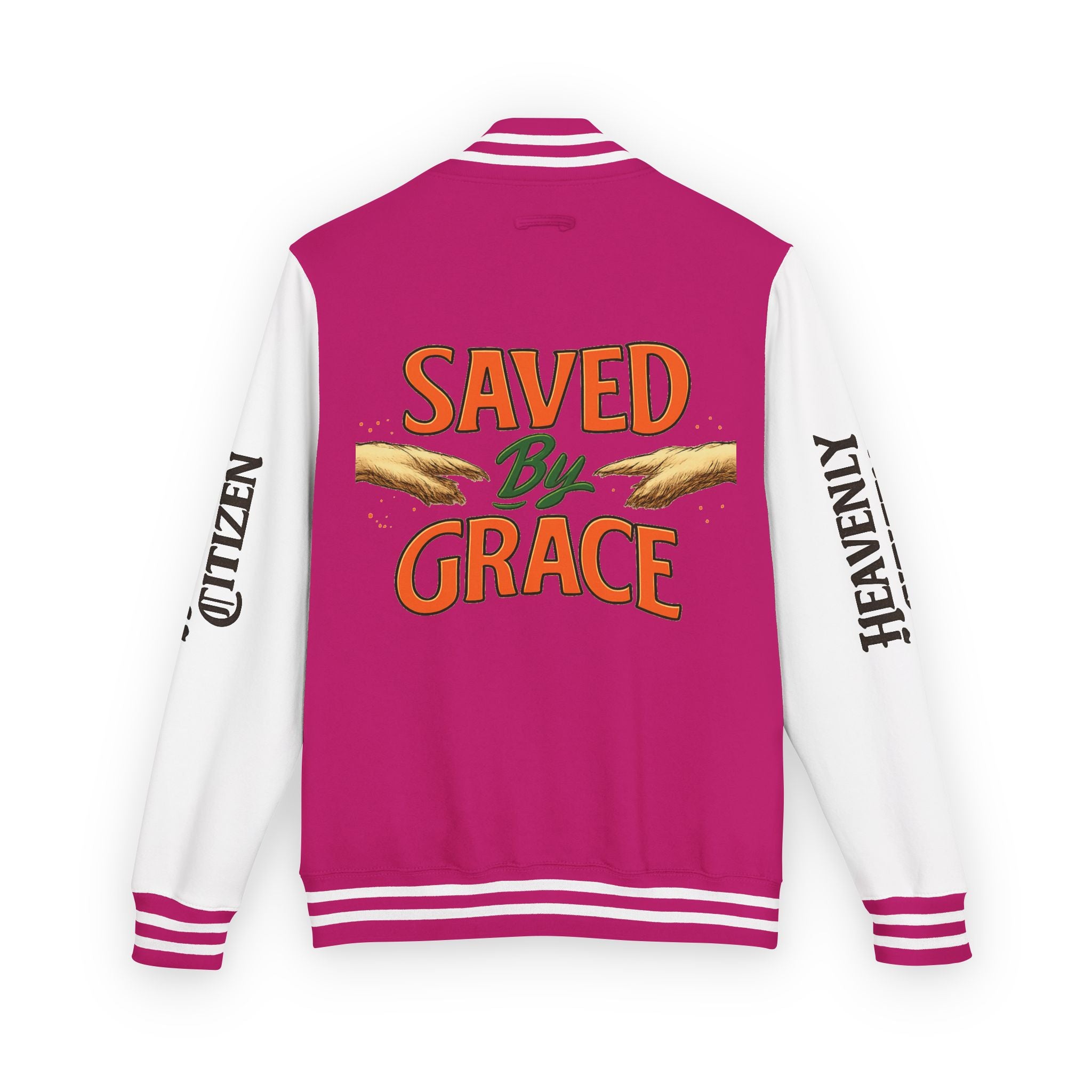 Heavenly Citizen Unisex Saved By Grace Letterman Jacket