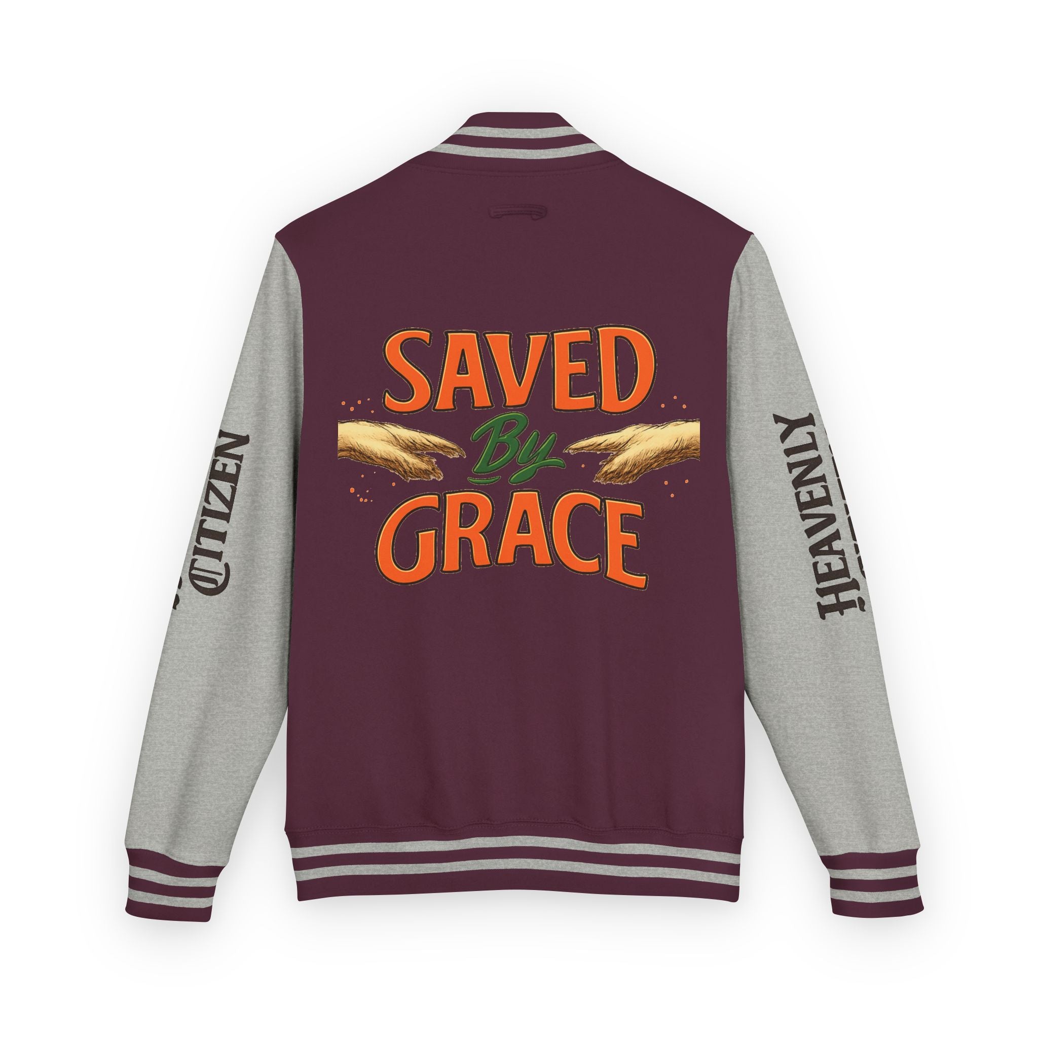 Heavenly Citizen Unisex Saved By Grace Letterman Jacket