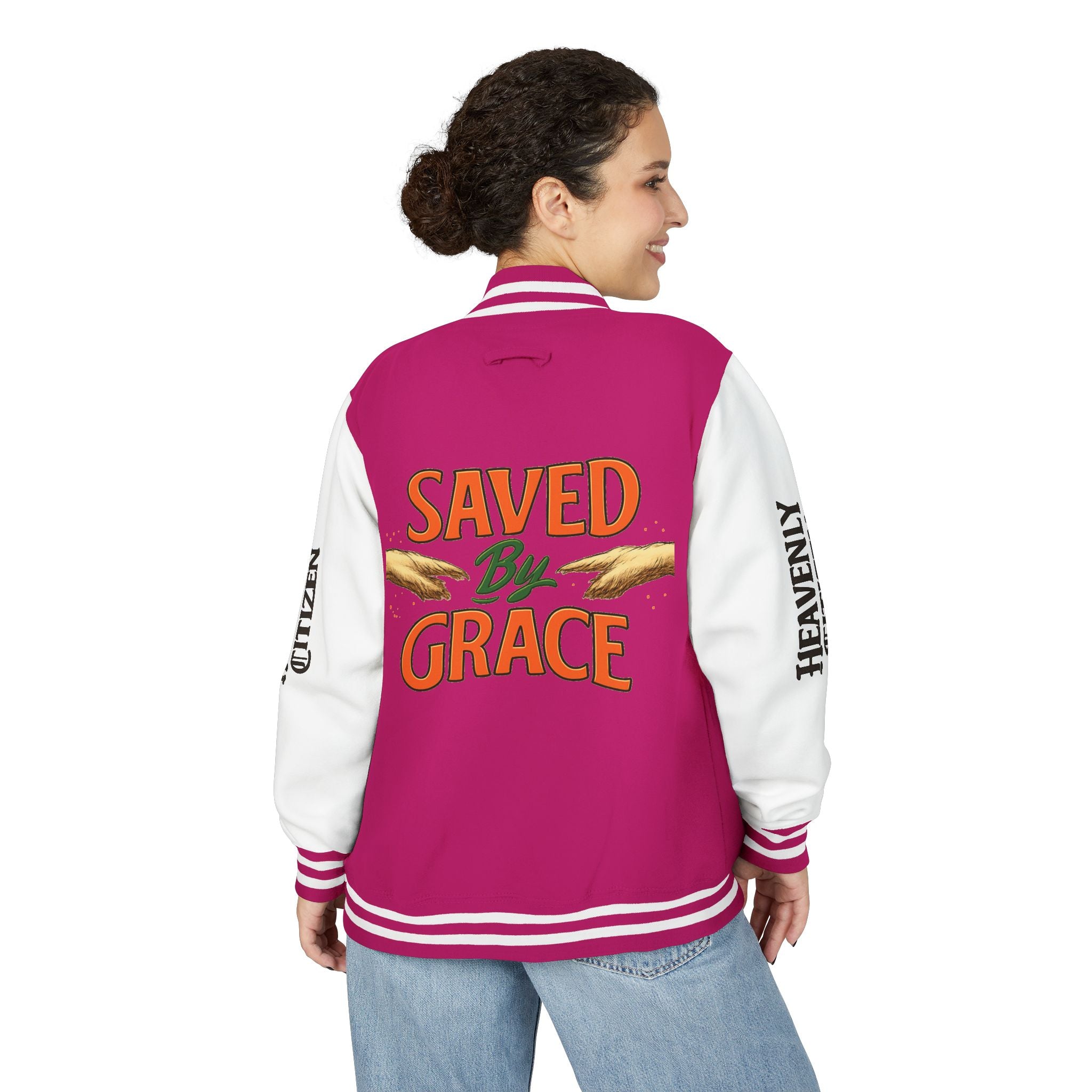 Heavenly Citizen Unisex Saved By Grace Letterman Jacket
