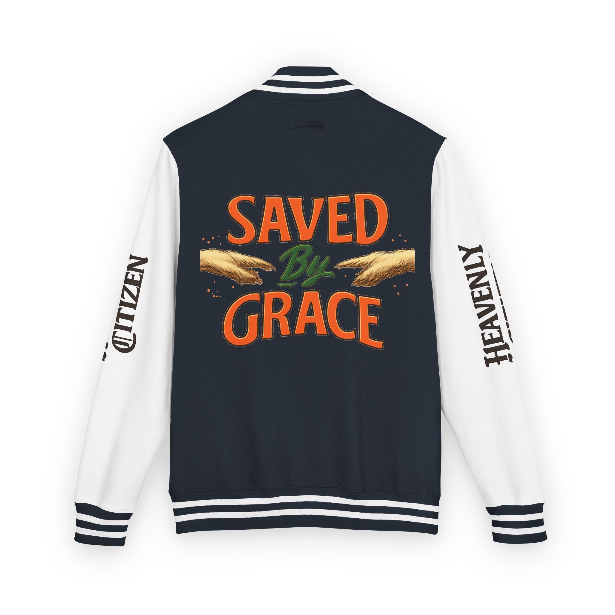 Heavenly Citizen Unisex Saved By Grace Letterman Jacket