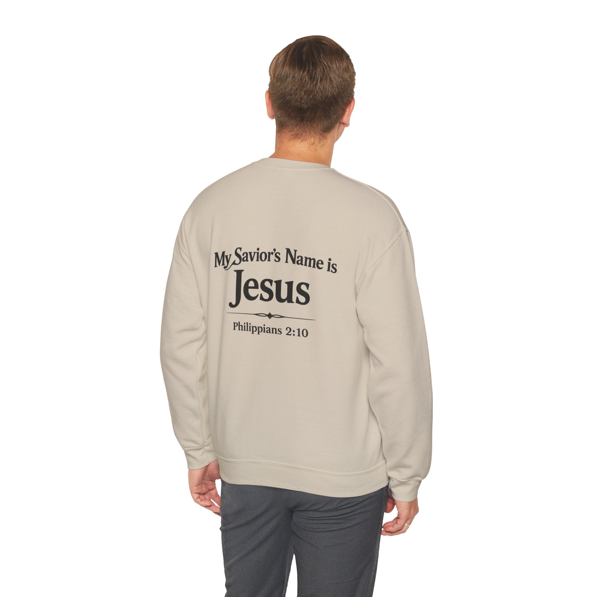 Heavenly Citizen: Crewneck Sweatshirt — “My Savior’s Name is Jesus”