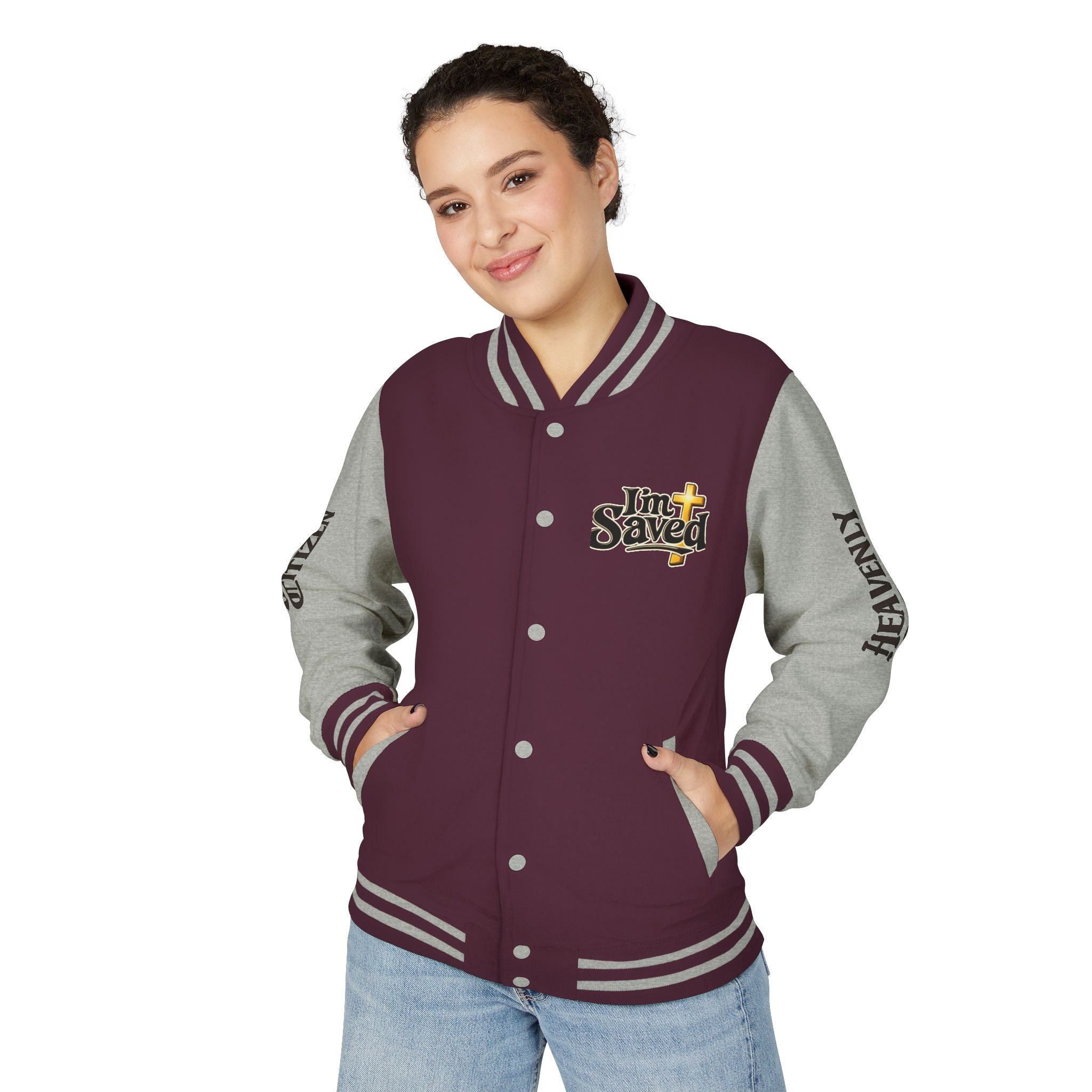 Heavenly Citizen Unisex Saved By Grace Letterman Jacket