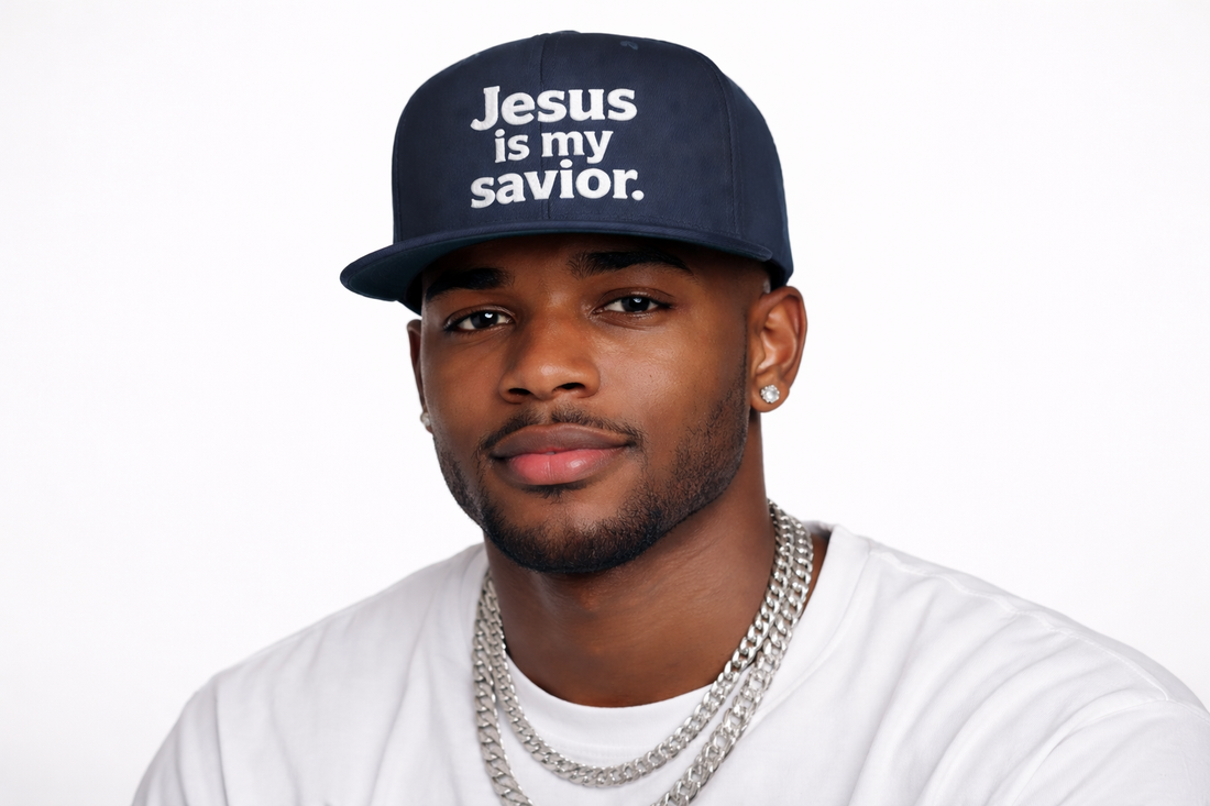 Jesus Is My Savior Flat Bill Snapback Hat — Christian Faith Statement Cap