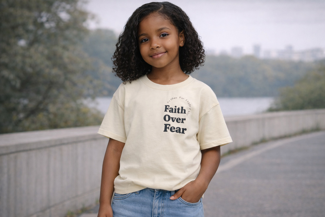 Infant Tee — "Faith Over Fear" Front & Colorful YHWH Back Baby Shirt